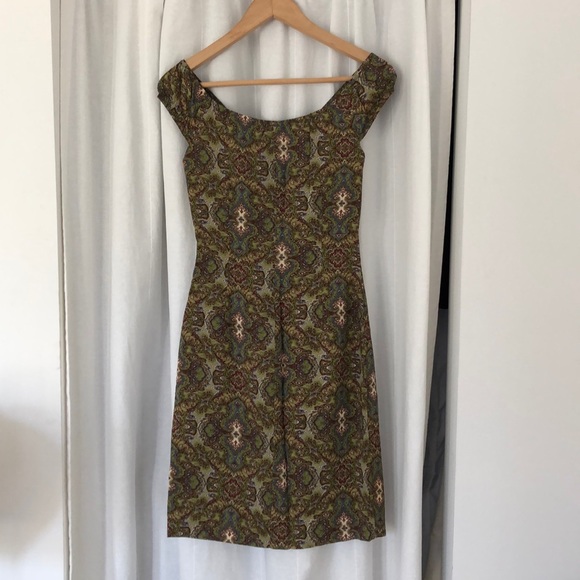 VINTAGE 1990s ABS by Allen Schwartz paisley print dress size 4 - Picture 4 of 16